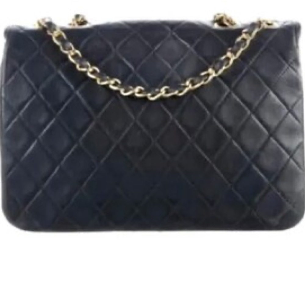 Chanel Vintage Navy & Red Quilted Lambskin Purse & Chain. Great look with Denim - Picture 11 of 11